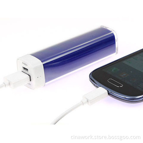 2200mAh 2600mAh Premium Plastic Portable Charger Lipstick-Sized External Battery Power Bank
